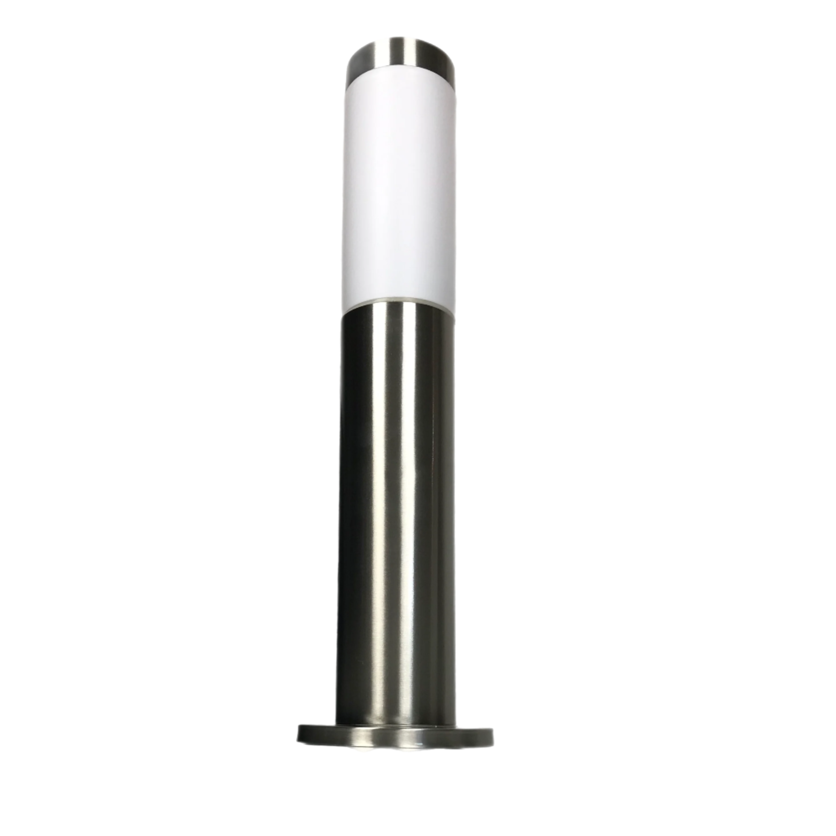 Our Aster 45 cm post light looks great in modern settings. The Aster post light has a simple round design and its stainless steel is complemented by an opal polycarbonate diffuser. This post light is perfect for any outdoor space wanting light and security such as gardens, driveways, workspaces, pubs and hotels.