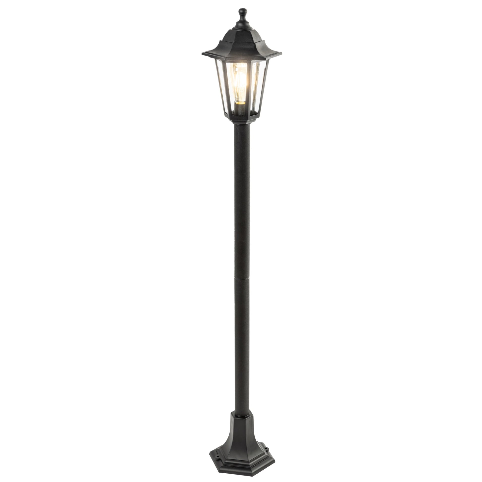 Our Yasmin adjustable lantern delivers on style and durability and is a smart choice for your exterior lighting. With its black polycarbonate construction teamed with clear polycarbonate panes, this lantern is hardwearing and rust and weatherproof. Built for life outdoors, it has an IP44 rating which means it can withstand the harshest of weather conditions. For sophisticated yet robust outdoor lighting, our Yasmin black outdoor traditional lantern is a strong contender.