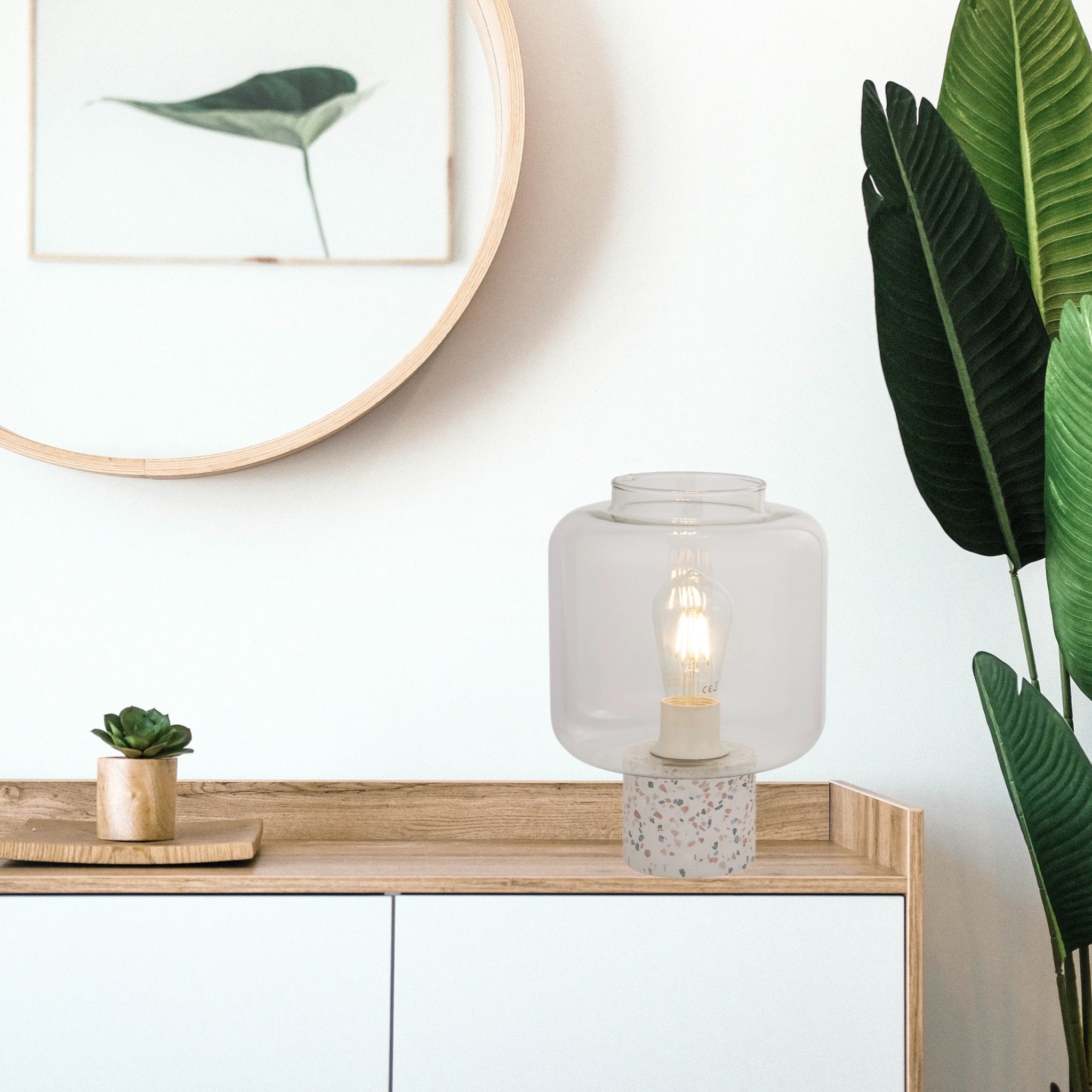 CGC NATURA Terrazzo Table Lamp with Clear Glass Shade