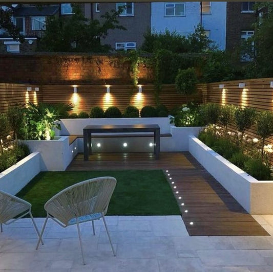 CGC MEADOW Two Round Large With Bulbs Stainless Steel Inground Or Decking Lights