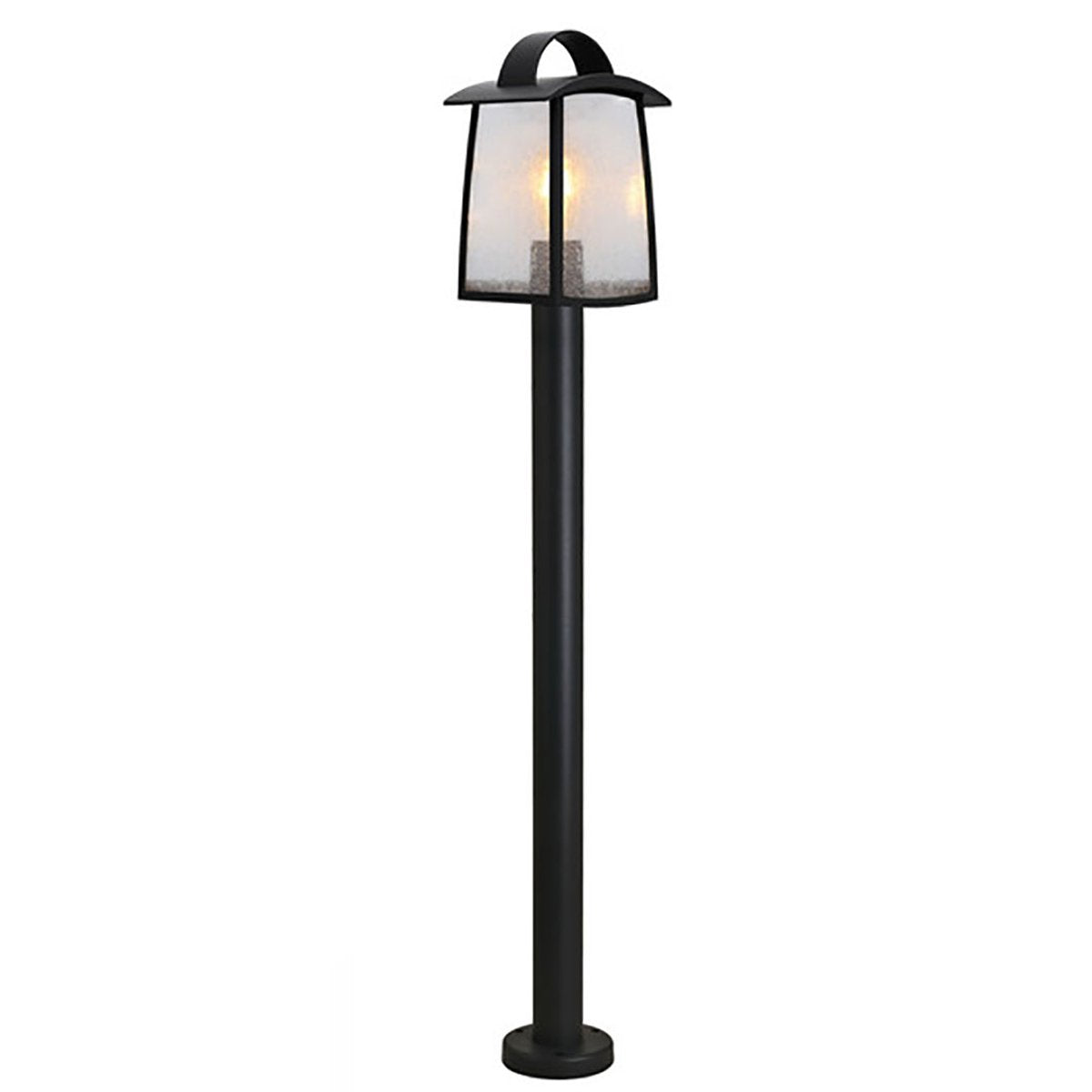 Our stylish outdoor lantern post light is made from a high-quality fully weather and rust proof black metal material and is complimented with a clear glass wet look diffuser. The modern and contemporary design would suit modern and traditional homes.
