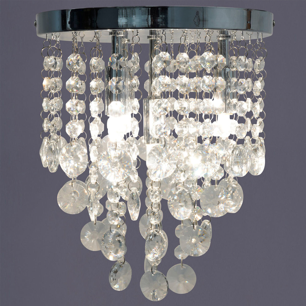 CGC ELORA Chrome Luxury Beaded Flush Ceiling Light Chandelier