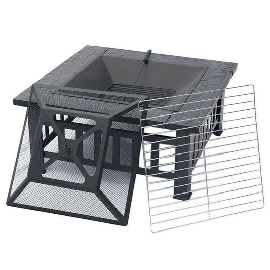 Our CYNTHIA Large Luxury Square Fire Pit / Patio Heater / BBQ / Ice Box is sure to provide warmth and comfort on cool evenings. This robust design ensures its suitability for any type of non flammable surface and is accompanied by a safety mesh lid, helping to prevent any burning embers from blowing away