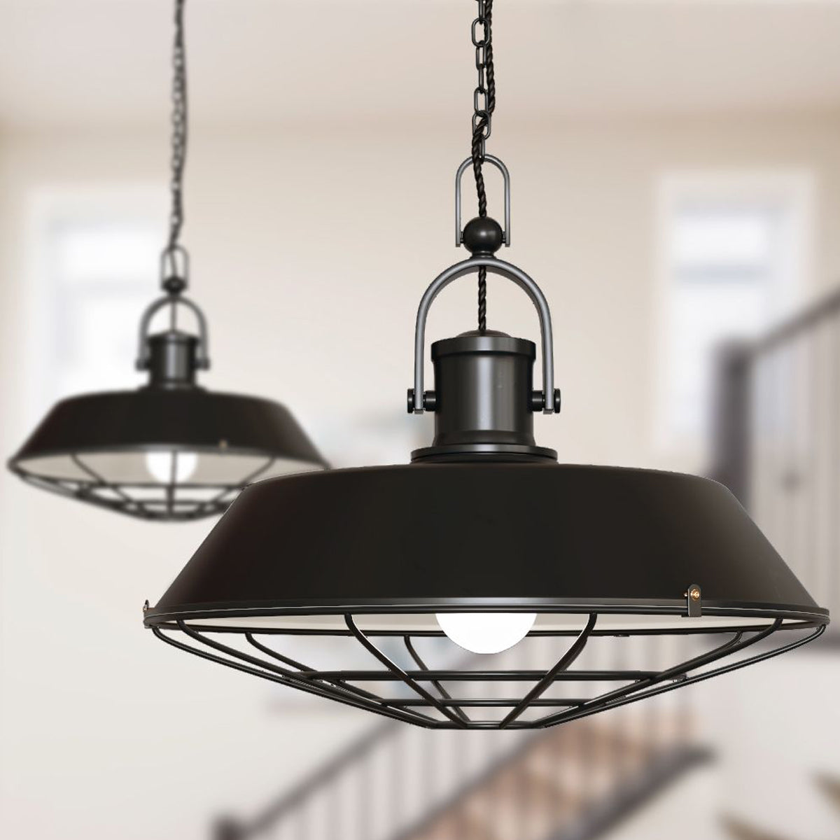 Our Margo pendant light is a stylish addition suitable for every room, its metal cage shape creates amazing shadow effects on the ceiling and walls. The lamp looks great with a filament light bulb, especially in industrial and eclectic interiors.