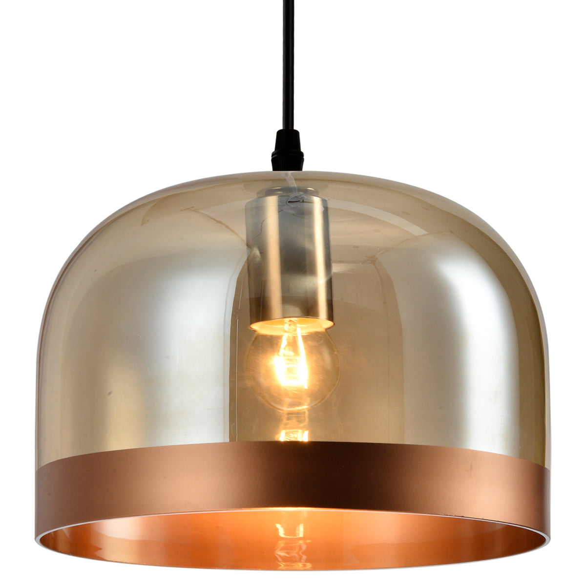 Our Hazel adjustable glass dome ceiling pendant light is the perfect addition to any room to add a minimal yet stunning focal point. The smoked champagne tinted glass brings a dark and elegant aesthetic to your interior as the dome shape creates a modern and contemporary appearance. The light within diffuses through the shade and illuminates your room with soft, deep mood light. Would look perfect in kitchens, livingroom, bedrooms also comes in a grey smoked effect glass. 