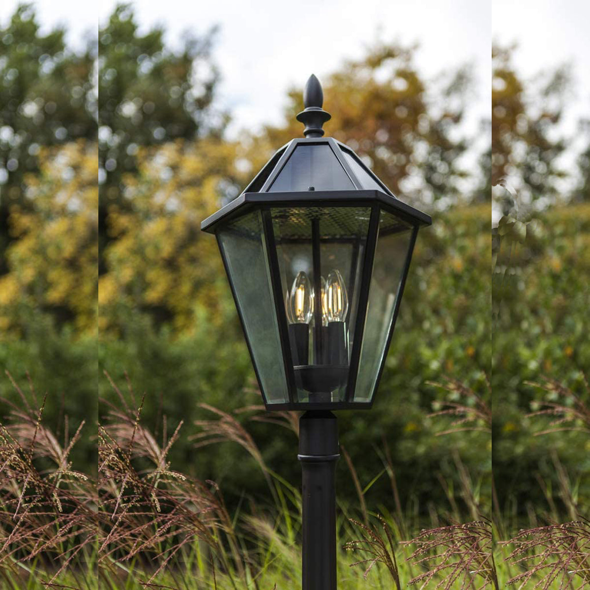 Our London 2.3 metre post combines traditional-design with modern durability for a garden light that won't let you down. Made with high quality robust die cast aluminium in a black finish, with clear glass panes, it will add a beautiful look to your outside spaces. Use it to illuminate front or back gardens, for warm and ambient lighting that welcomes you home, whatever the weather