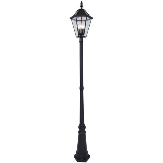 Our London 2.3 metre post combines traditional-design with modern durability for a garden light that won't let you down. Made with high quality robust die cast aluminium in a black finish, with clear glass panes, it will add a beautiful look to your outside spaces. Use it to illuminate front or back gardens, for warm and ambient lighting that welcomes you home, whatever the weather