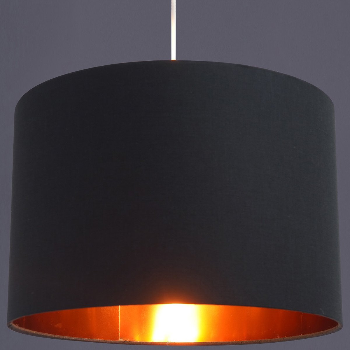 CGC Luxury Black & Inner Gold Cotton Round Easy Fit Lamp Shade Media