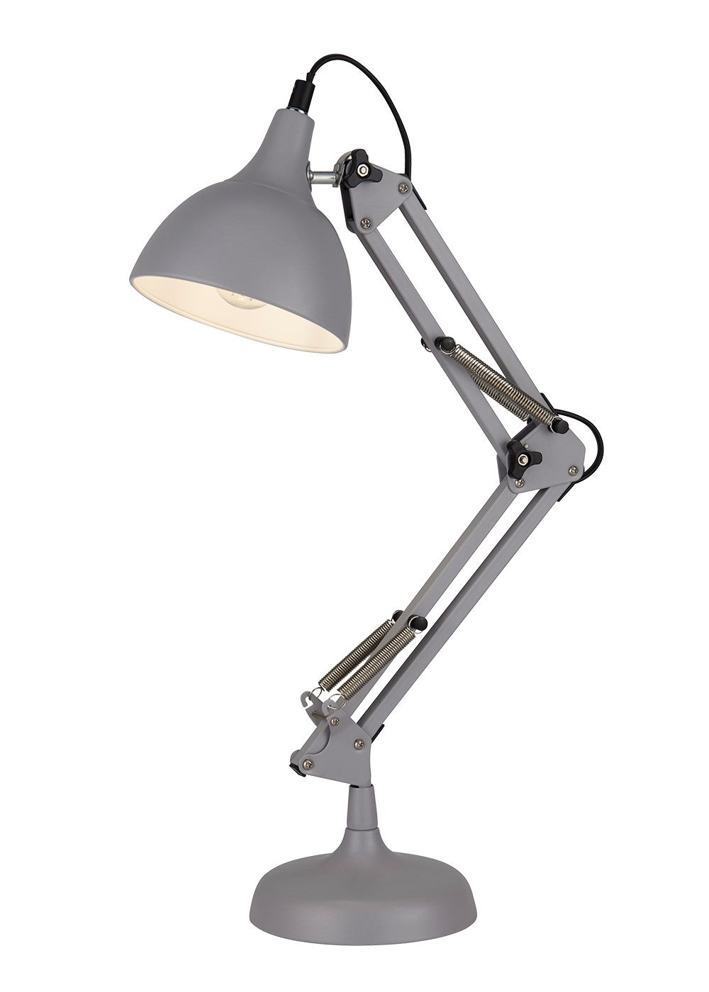 Our Ezra desk lamp is the perfect was to brighten your workspace or to simply add a stylish light solution to your room. It is modern take on the classic task lamp and comes in a soft grey finish. Adjustable to your desired positi