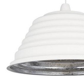 CGC RIBBED White Metal Ribbed Lampshade Easy Fit Pendant Light Shade