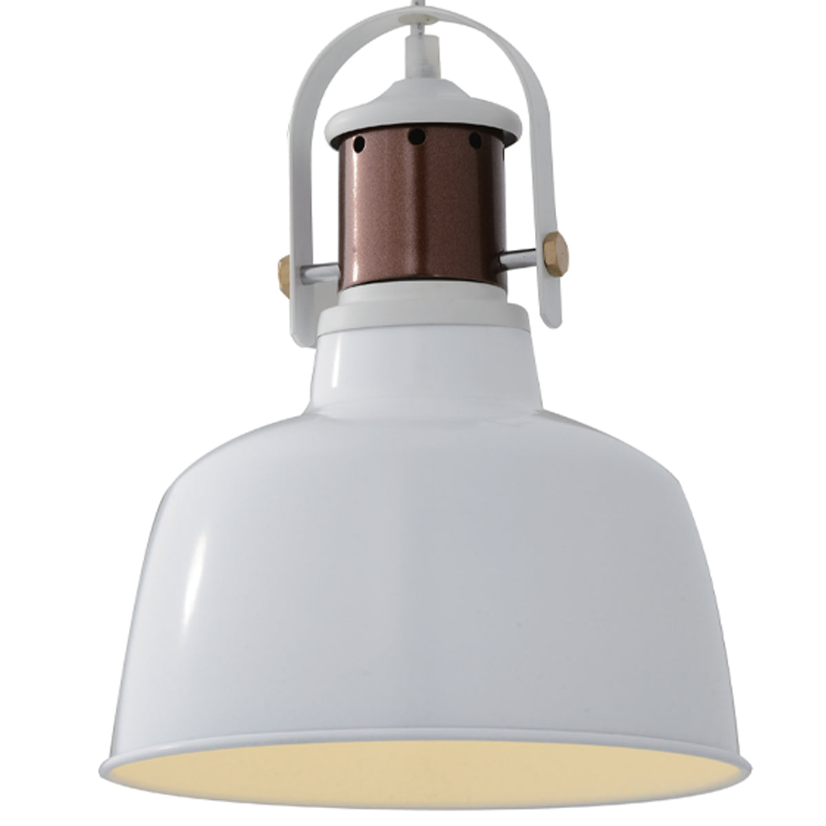 Our Marnie white adjustable dome ceiling pendant light is the perfect addition to any room to add a modern and industrial focal point. The industrial style of this light brings a bright and elegant aesthetic to your interior as the dome shape creates a modern and contemporary appearance. Would look great above a kitchen island or dining table. The height can be adjusted at the time of fitting.