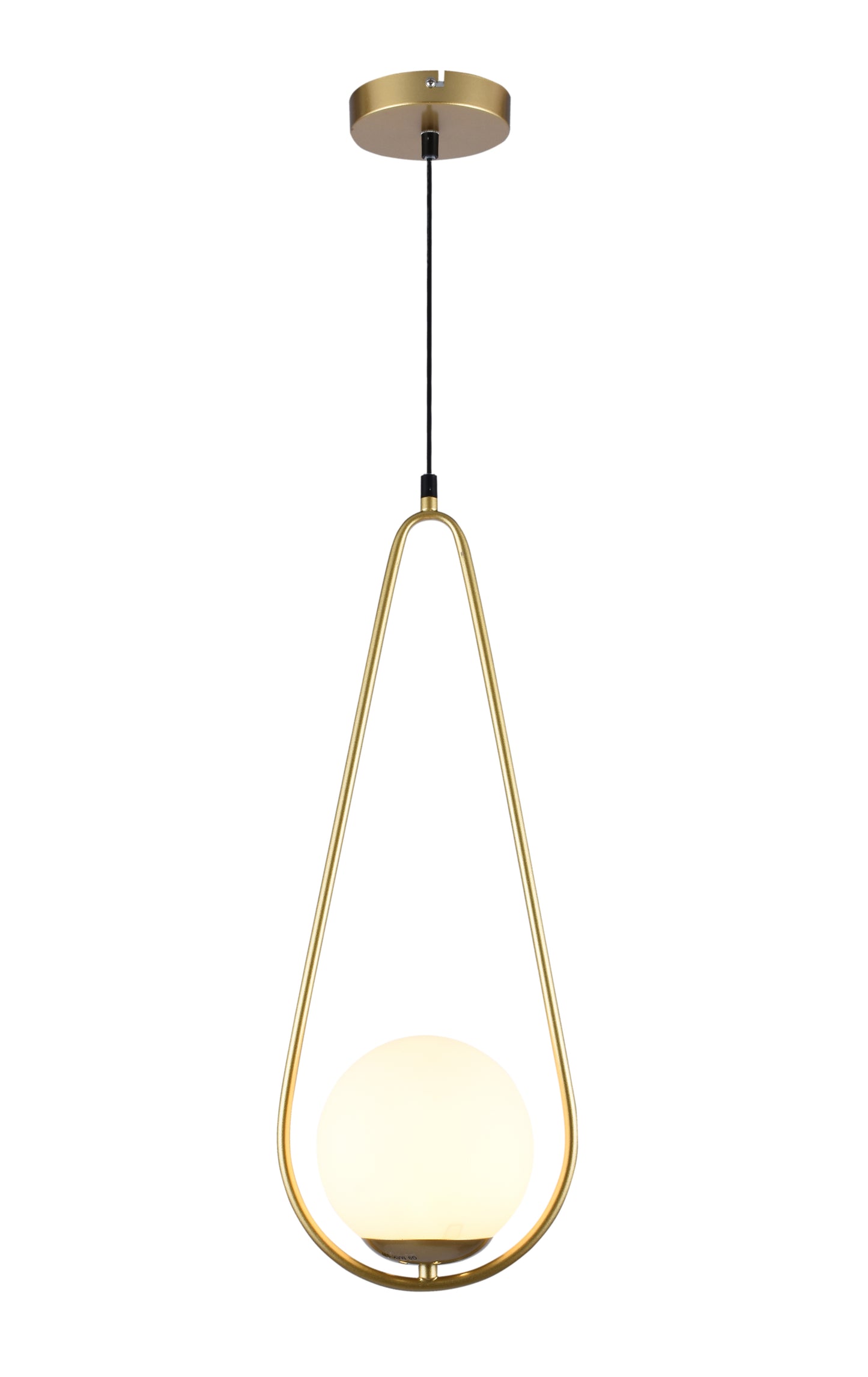 The Lopez ceiling pendant light is a contemporary addition to your home decor. This adjustable brushed gold brass ceiling pendant light with pearl white glass globe ball is perfect to add style and elegance to any room.