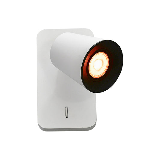 CGC ELLI White Single Cylinder Surface Mounted Adjustable Spotlight with a choice of White or Black Inner