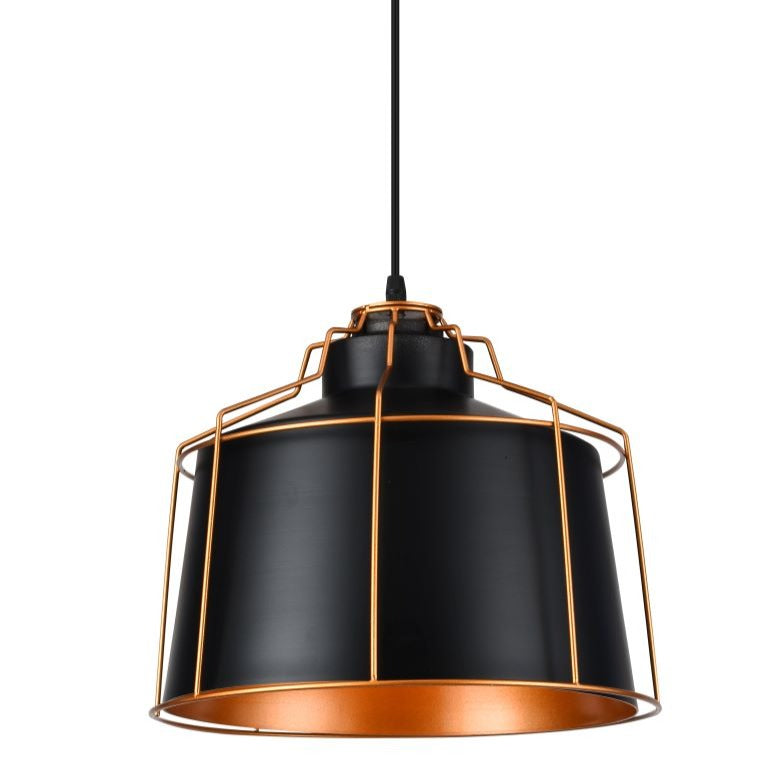 Our GOA pendant light is a stylish addition suitable for every room, its metal black shape with contrasting brass cage creates amazing feature on any ceiling. The lamp looks great with a filament light bulb, especially in industrial and modern interiors.