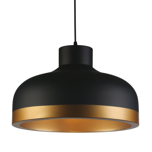 Our popular Goldi ceiling light, comes in a signature dome shape with contrasting gold trim. It is height-adjustable at the point of installation so you can position it to your exact requirements. One E27 bulb is required as it enhances such a warm and inviting glow from the contrasting inner, would look great above kitchen islands, dining tables or as main light fitting in any room.