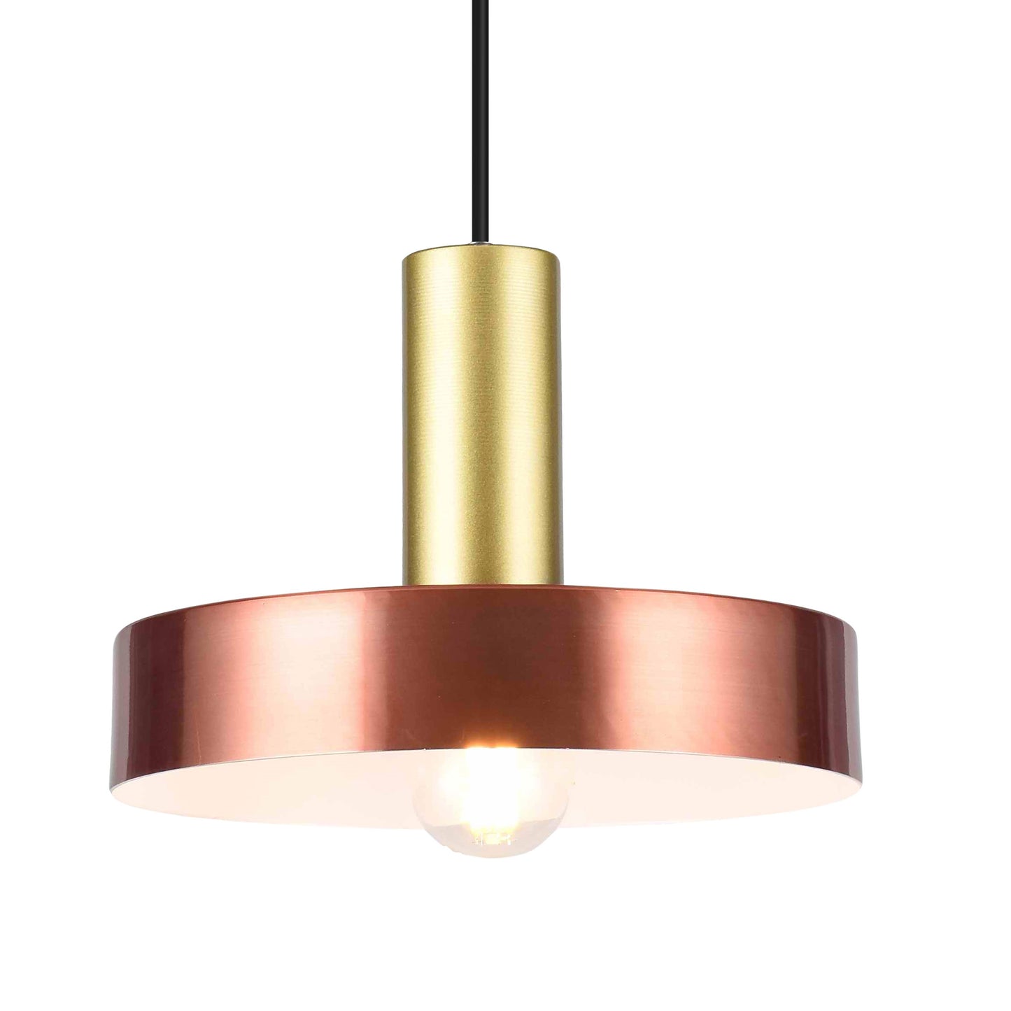 Our Selvia pendant light is a stylish addition suitable for every room, its metal copper  dome shape shade with contrasting gold lamp holder creates an amazing feature on any ceiling. The lamp looks great with a filament light bulb, especially in industrial and modern interiors.