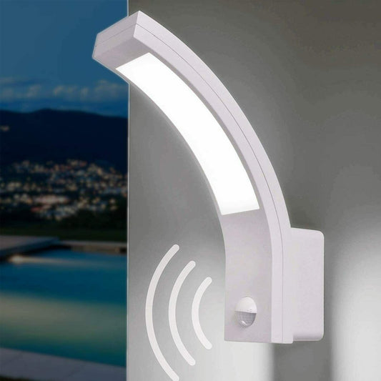 CGC PARIS White LED Curved Outdoor Wall Light With Motion Sensor