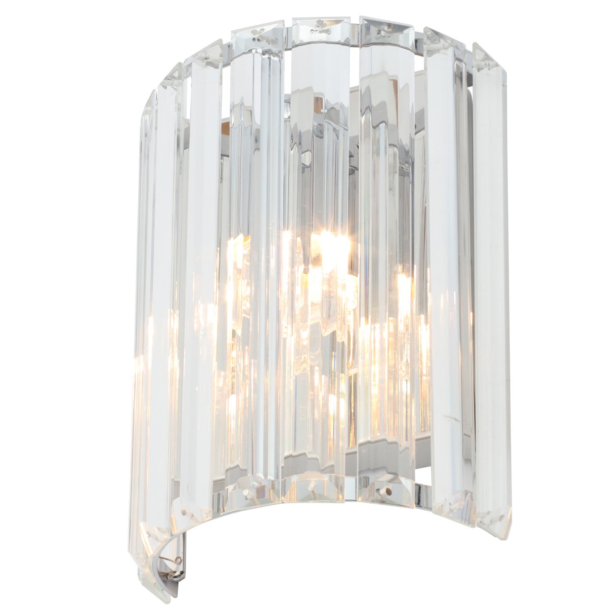 CGC HANNA Chrome & Crystal Glass Sparkling Curved Wall Light