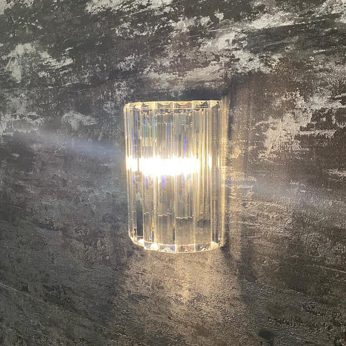 CGC HANNA Chrome & Crystal Glass Sparkling Curved Wall Light