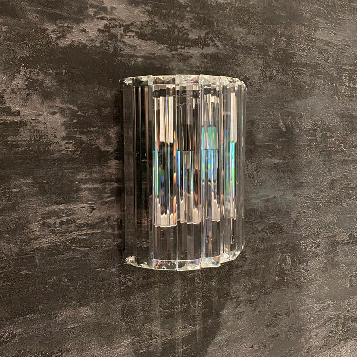 CGC HANNA Chrome & Crystal Glass Sparkling Curved Wall Light