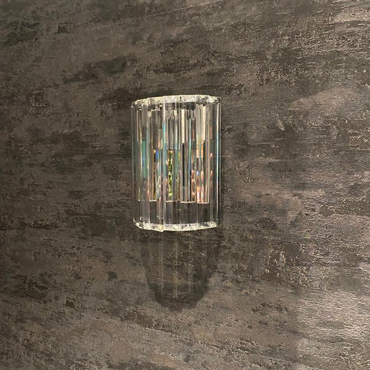 CGC HANNA Chrome & Crystal Glass Sparkling Curved Wall Light