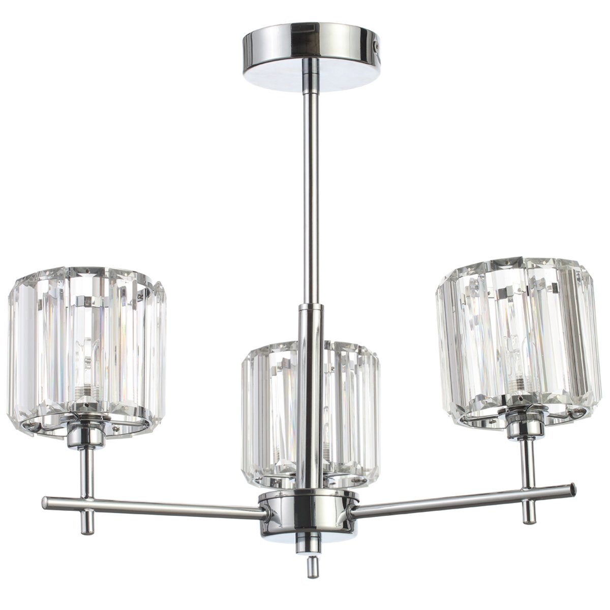 CGC HANNAH Modern 3 Light Chrome & Prism Crystal Chandelier Light
