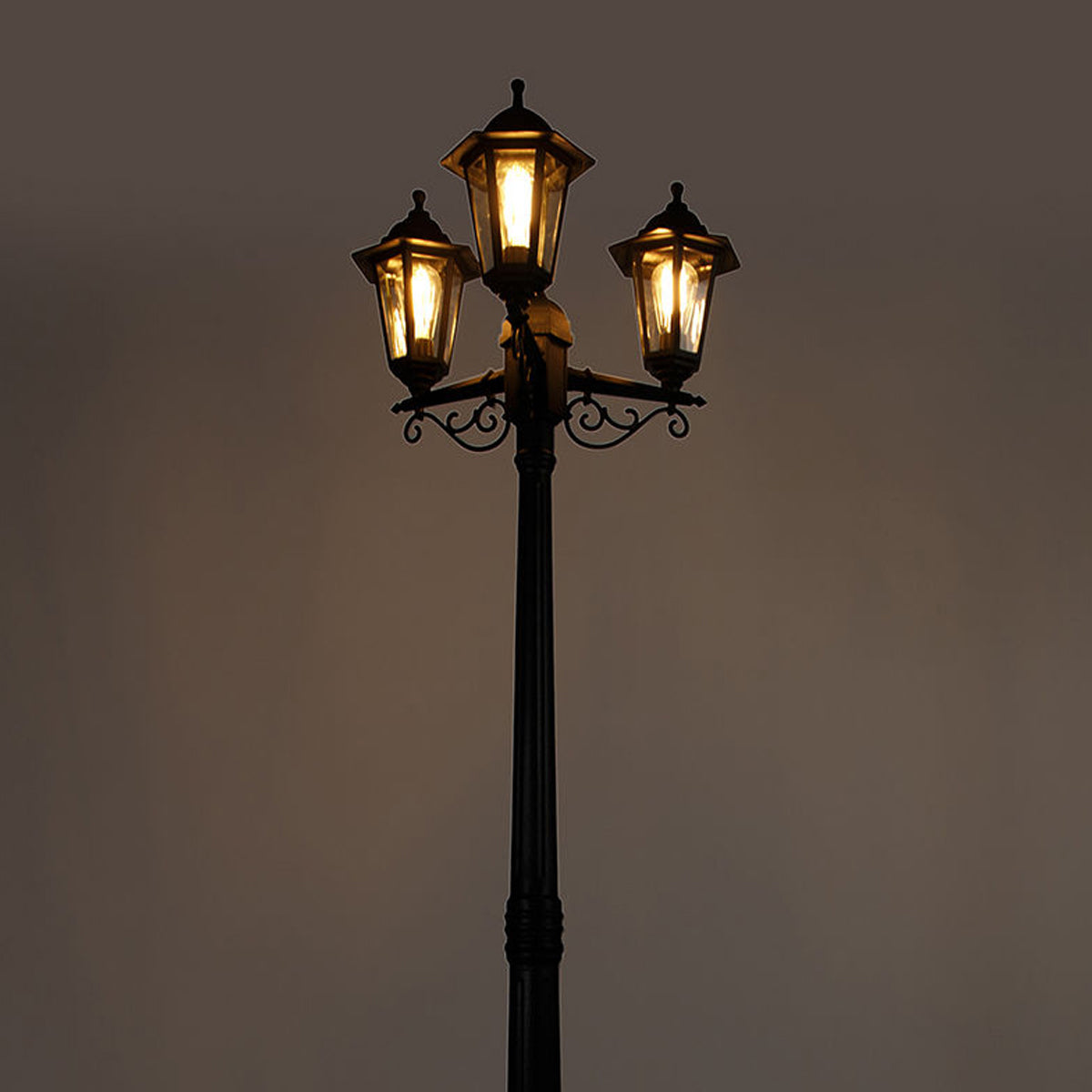 CGC EDNA Black Triple Victorian Style Lantern Post Light