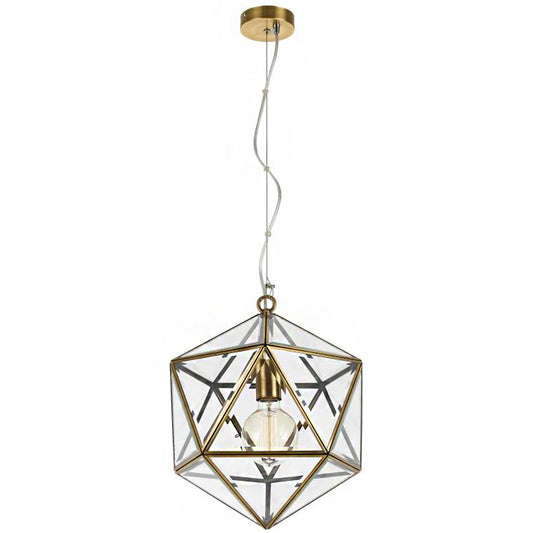 CGC REYNA Hexagon Brass & Glass Pendant Light