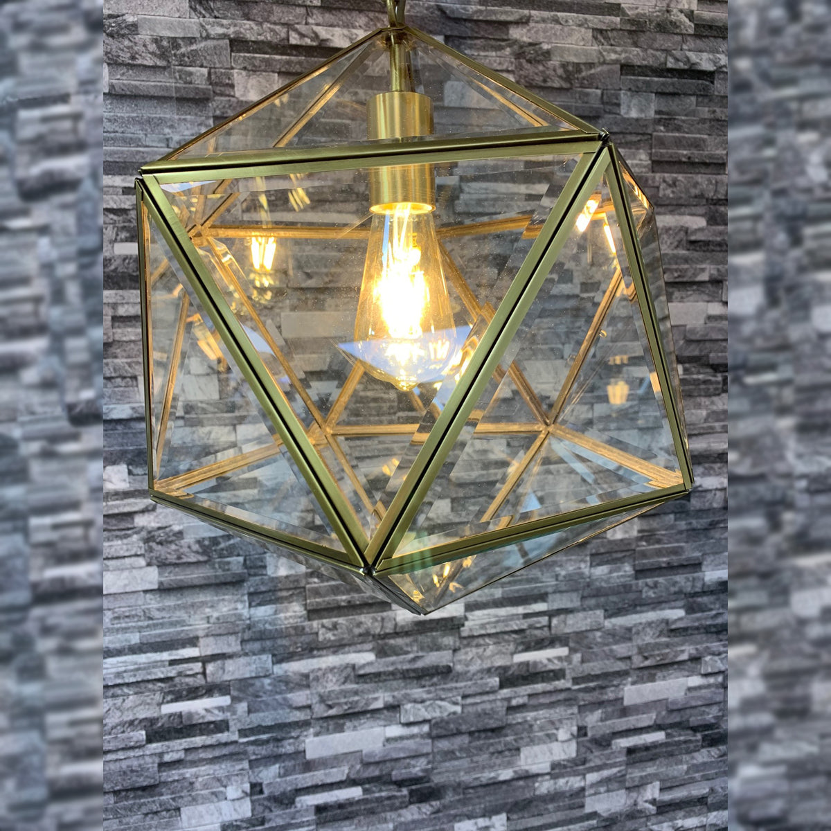 Gold hexagon store pendant light