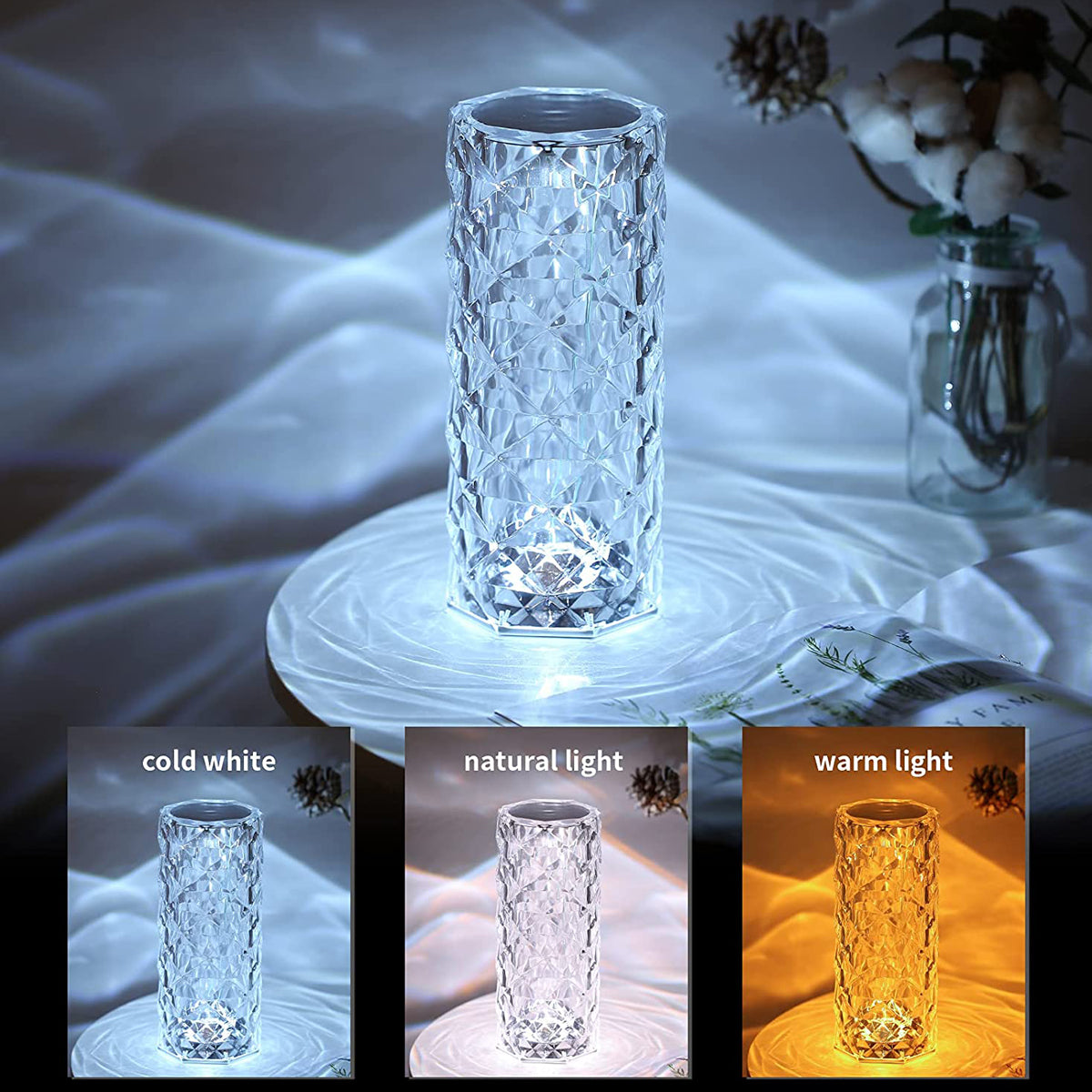 CGC FLEUR Crystal Style LED Portable Table Lamp