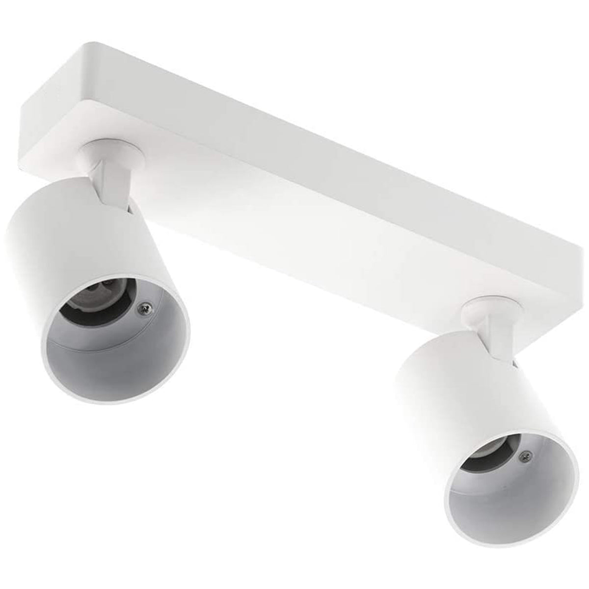 The white Nell lamp consists of two cylindrical spotlights, both of which can be tilted and adjusted on their own axis. The spotlights are attached to a rectangular bracket, which makes them equally suitable for mounting on walls and ceilings. Made of an aluminium body and powder coated white, the lamp with its simple design fits well into different spaces. Whether functional office or cosy home