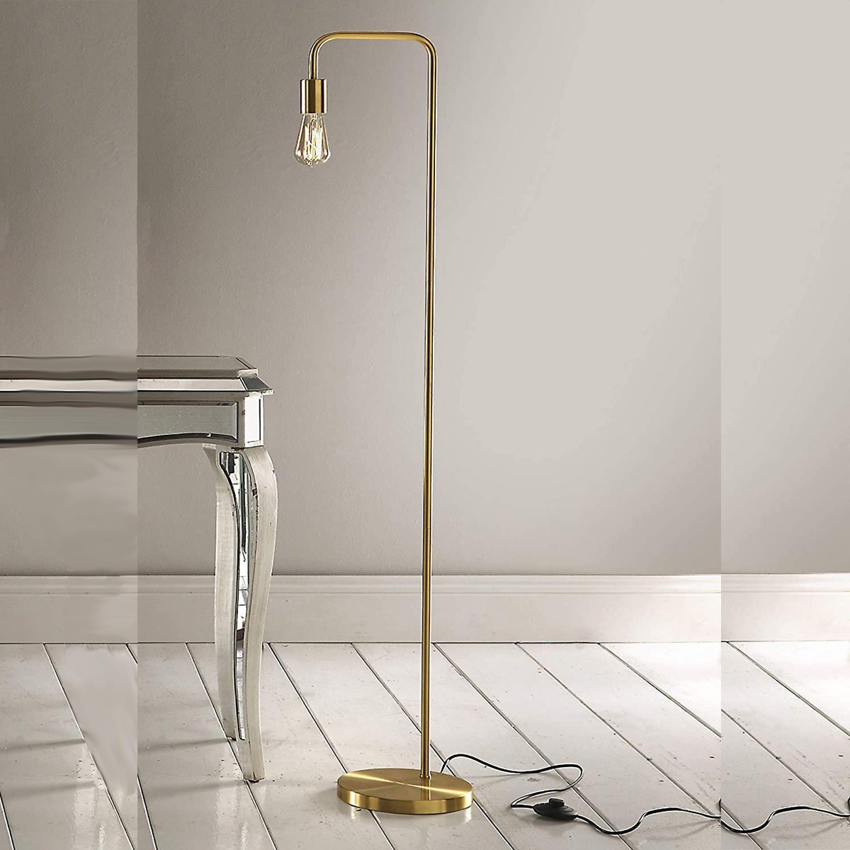 CGC CAITLIN Satin Brass Curved Metal Floor Lamp
