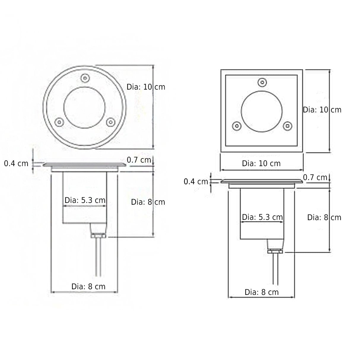 CGC MYAH Two Square Small Stainless Steel Inground Or Decking Lights