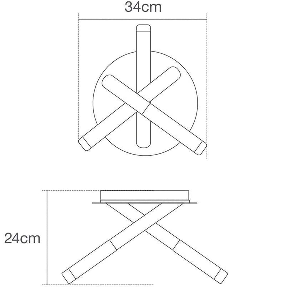 CGC VICKI Black Triple Cross Tube Ceiling Light