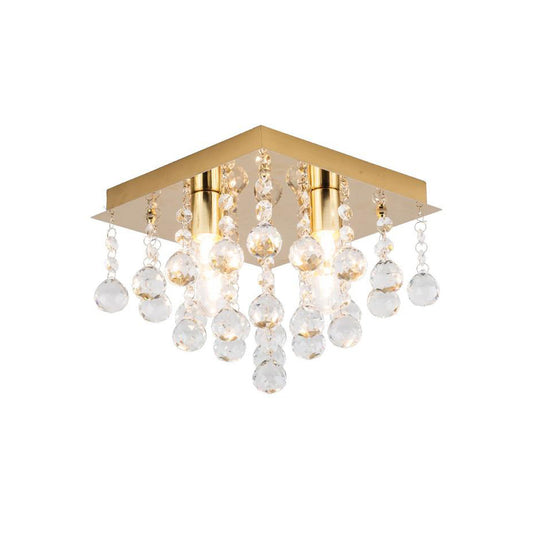 CGC GISELLE Brass With Crystal Droplet Square Ceiling Light