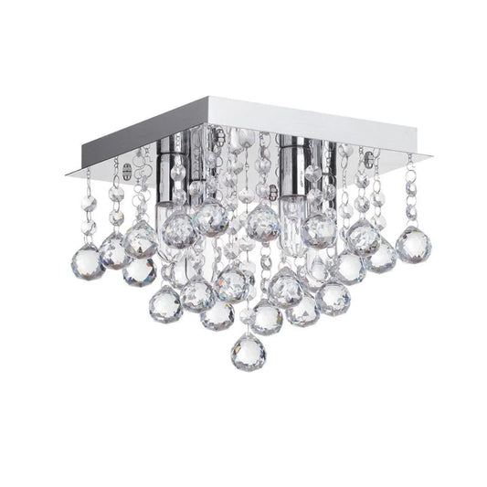 CGC GISELLE Chrome With Crystal Droplet Square Ceiling Light