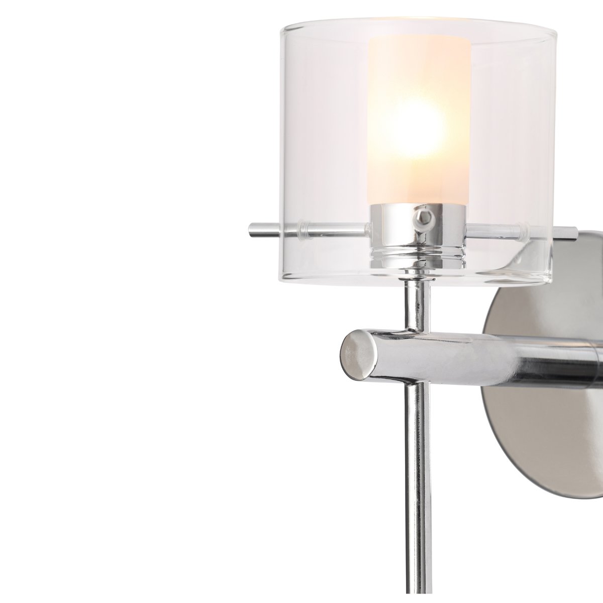 Add a contemporary feature to your interior with this single bulb wall light. The shade is artistically designed in clear glass, for a contemporary take on a classic design. Ceiling rose and fittings are available in an antique brass or a polished chrome finish.