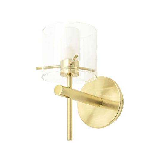 Add a contemporary feature to your interior with this single bulb wall light. The shade is artistically designed in clear glass, for a contemporary take on a classic design. Ceiling rose and fittings are available in a gold or a polished chrome finish.
