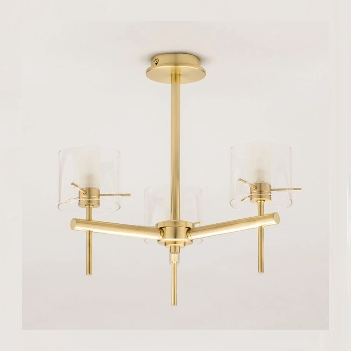 CGC RILEY Satin Brass & Glass Cylinder Ceiling Light
