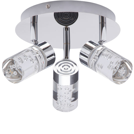 CGC LUCY Chrome & Bubble Glass Triple Ceiling Spotlight