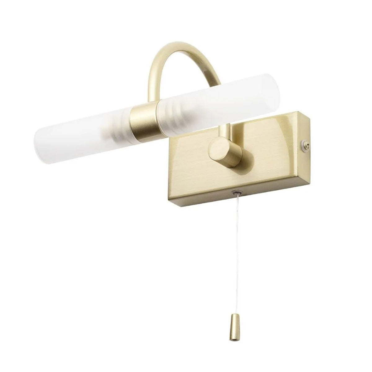 CGC NATALIE Satin Brass Curved Over Mirror Wall Light With Pull Cord
