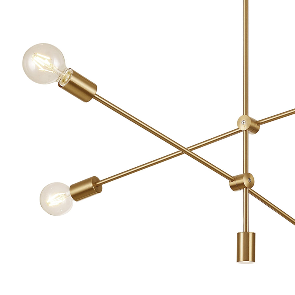 The modern gold brushed brass sputnik chandelier will add a stylish look with its 2 bar and 4 light design while complementing your room to create the perfect atmosphere. This light fitting is perfect for living room, kitchen, bedroom, office, bars, cafes, restaurants, corridors and more.