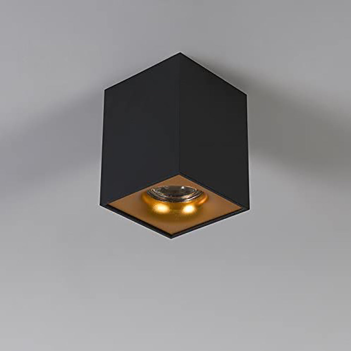 CGC SANDRA Black Square Single Spotlight With Gold Reflector
