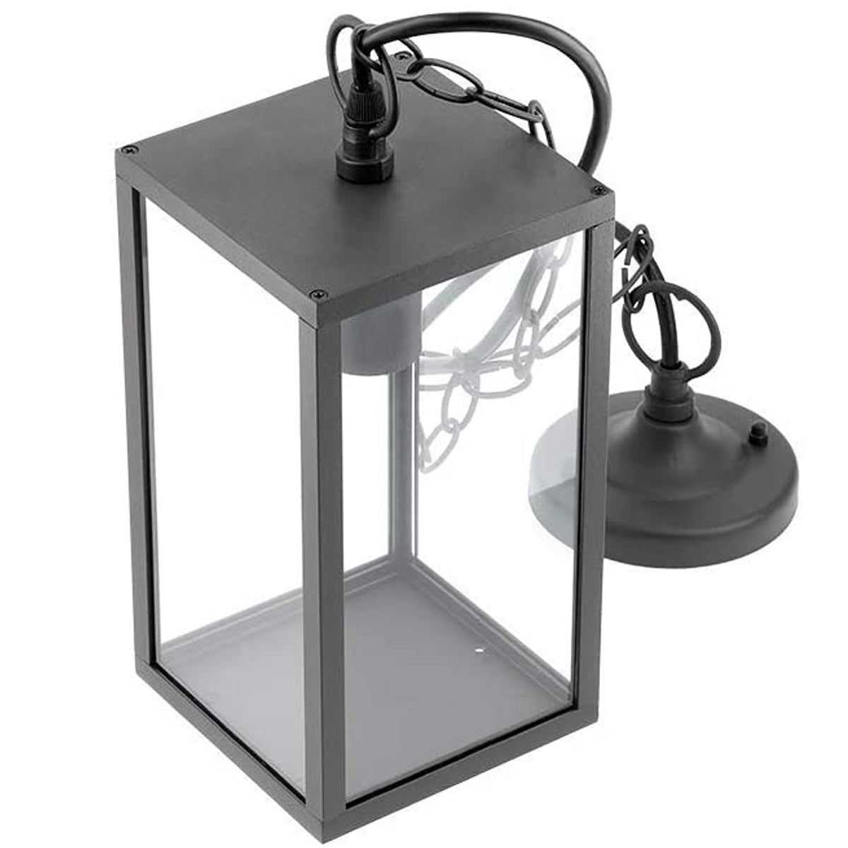 This industrial style outdoor light is made from an aluminium body with powder coated black finish and clear glass panes. Easy to install, and also suitable for installation outdoors and indoors, the chain is adjustable and can be fixed to your chosen height at the time of installation. This robust construction and easy set-up make it one of the most popular choices for outdoor lighting. Enjoy a reliable and luxurious lantern-style light option for any setting.