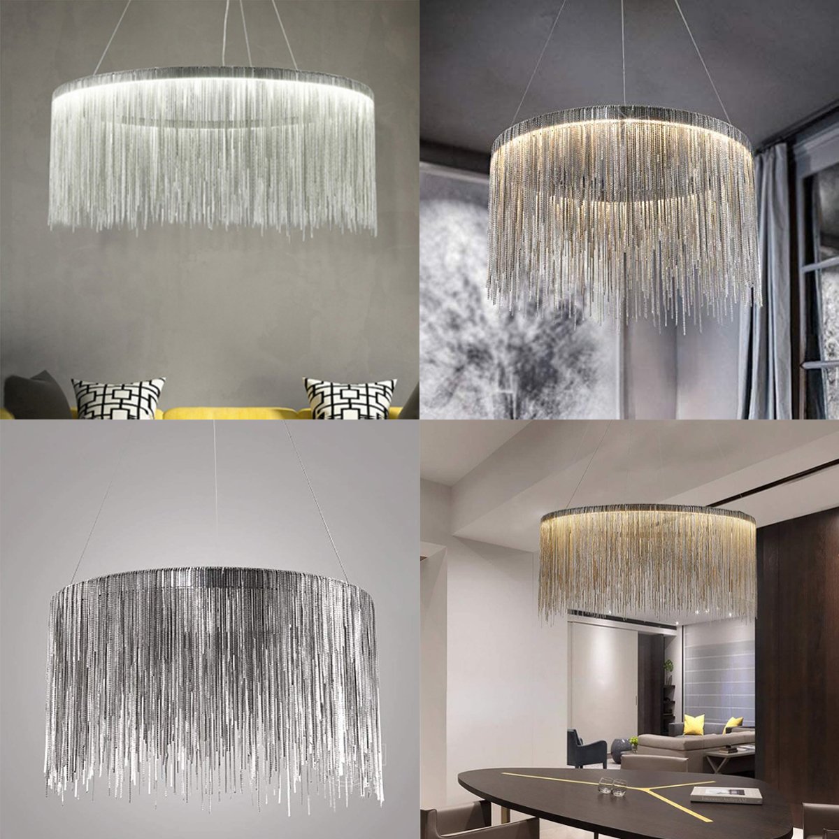 CGC HOLLAND Silver Chain Waterfall LED Ceiling Light