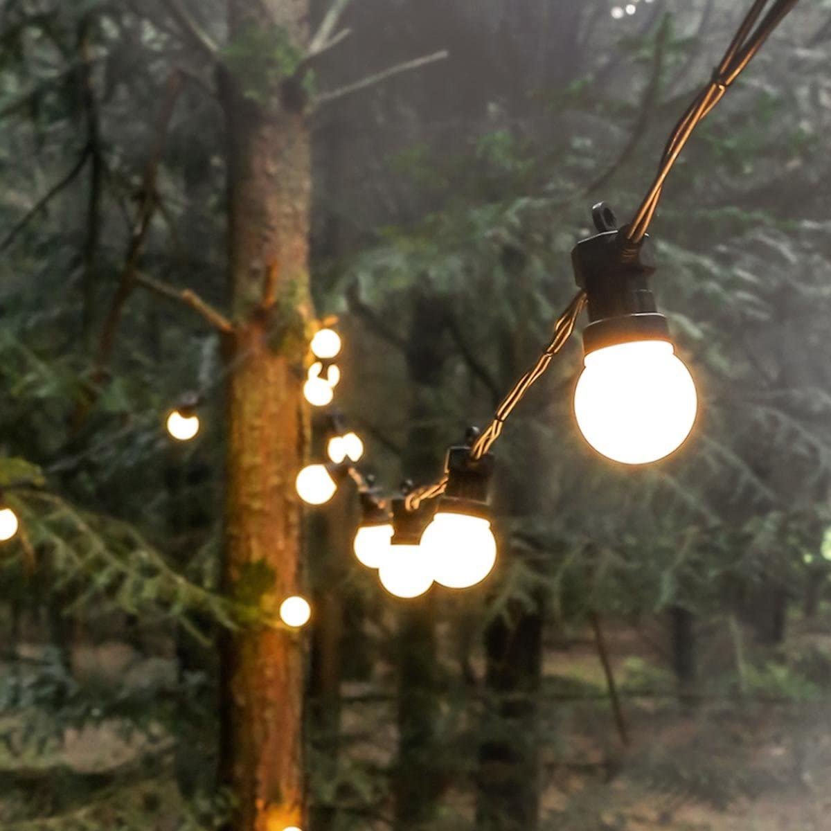  Each string features 20 shatterproof bulbs evenly spaced across 14.6 m of thick black weatherproof cable. With simple connectors on the ends of each string, it's easy to connect them together to create the perfect length for your desired space.