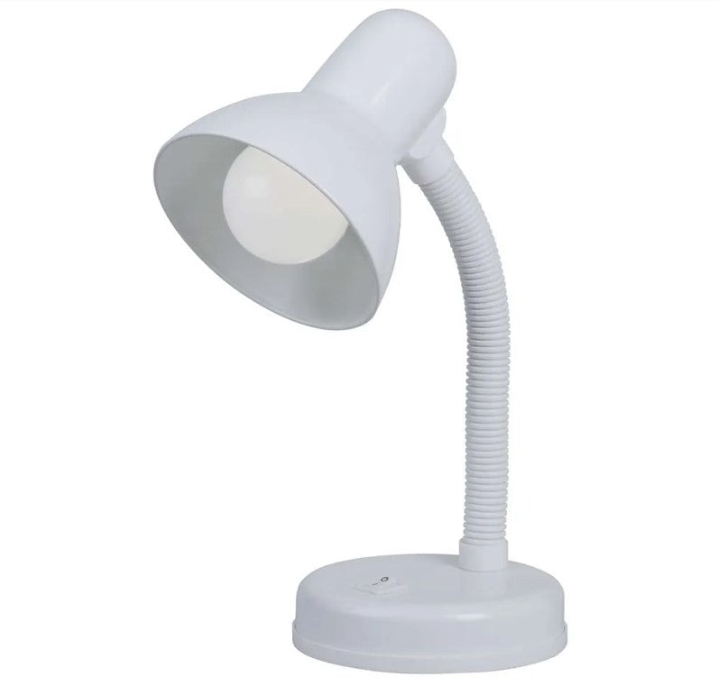 Our Flexi white traditional flexi desk lamp is sleek and modern in appearance. This fabulous lamp is a have must desks and bedside tables. The flexible neck means to can angle to light to your desired position, great for study.
