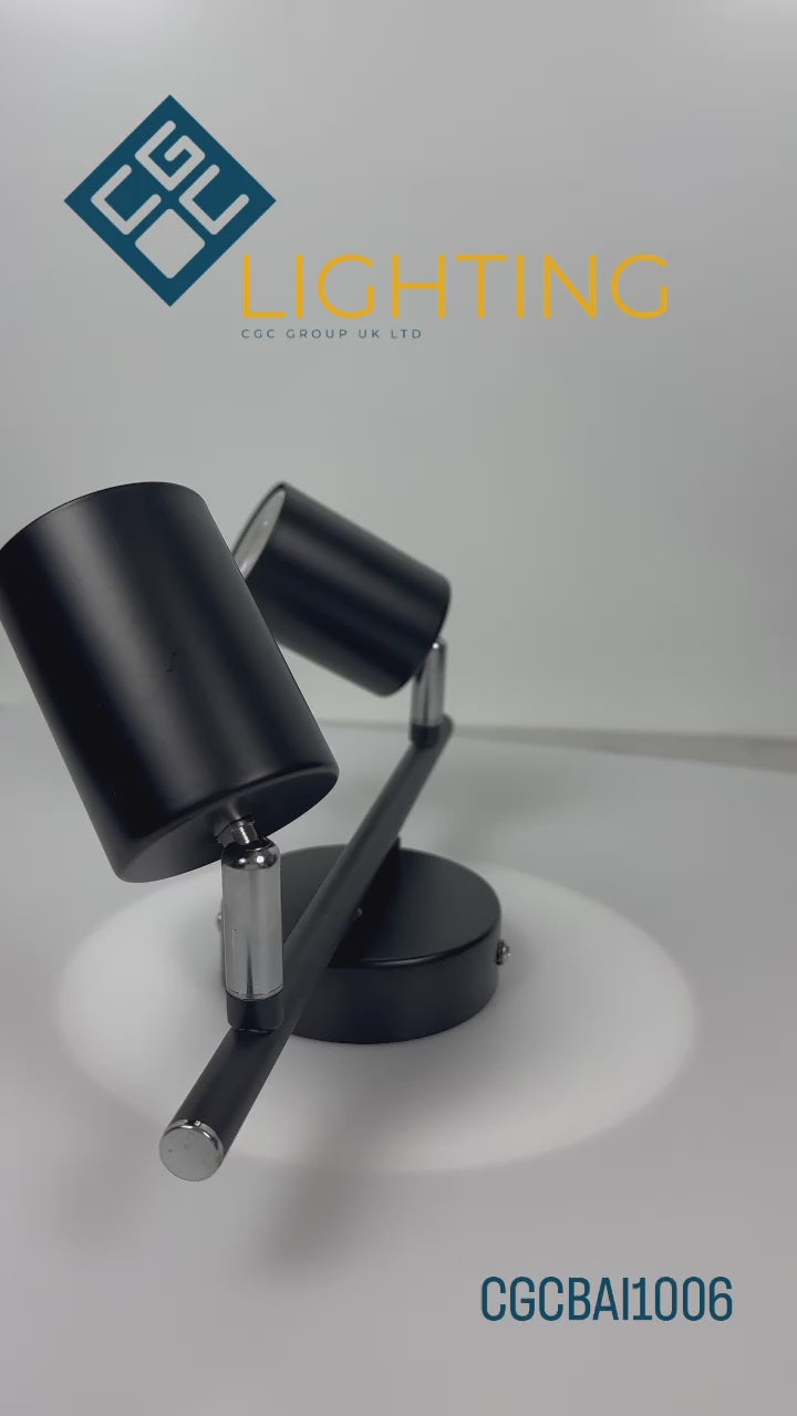 Load video: CGC JACK Black Double Head GU10 Twin Ceiling Spot Bar Light