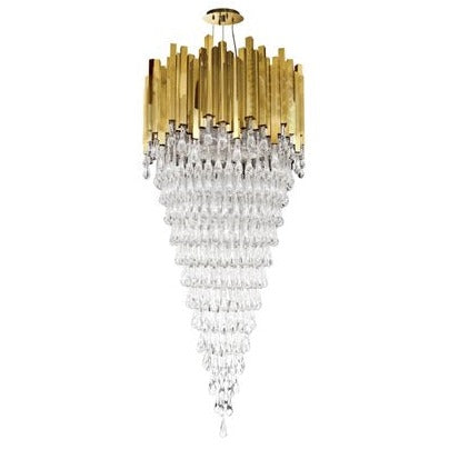 CGC RENE Large Gold and Crystal Luxury Ceiling Light Drop Pendant Adjustable Height