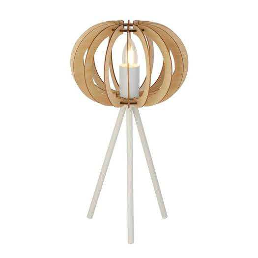 CGC FLARA Oak Wood Contemporary Table Lamp with White Tripod Base